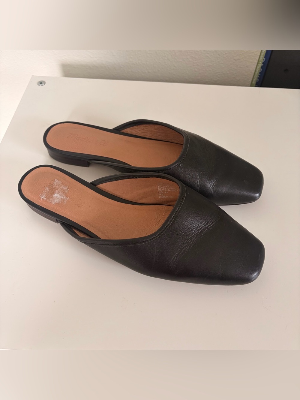 Madewell Adelina Black Leather Slip-On Women's Mules Flats